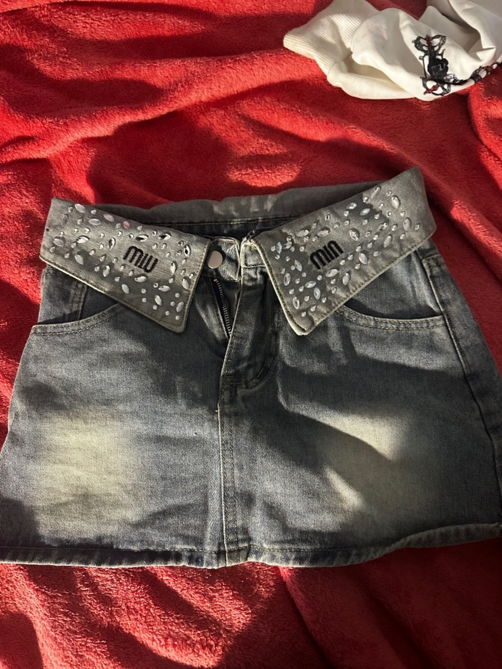 mini denim skirt